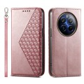 For Realme 12 Pro+ Cubic Grid Calf Texture Magnetic Leather Phone Case(Rose Gold)