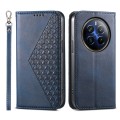 For Realme 12 Pro+ Cubic Grid Calf Texture Magnetic Leather Phone Case(Blue)