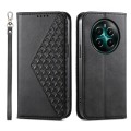 For Realme 12+ Cubic Grid Calf Texture Magnetic Leather Phone Case(Black)