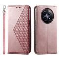 For Realme 12 5G Cubic Grid Calf Texture Magnetic Leather Phone Case(Rose Gold)