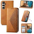 For Samsung Galaxy S23 FE Cubic Grid Calf Texture Magnetic Leather Phone Case(Yellow)