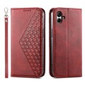 For Samsung Galaxy A05 Cubic Grid Calf Texture Magnetic Leather Phone Case(Red)