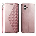 For Samsung Galaxy A05 Cubic Grid Calf Texture Magnetic Leather Phone Case(Rose Gold)