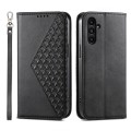 For Samsung Galaxy A15 Cubic Grid Calf Texture Magnetic Leather Phone Case(Black)