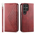 For Samsung Galaxy S24 Ultra 5G Cubic Grid Calf Texture Magnetic Leather Phone Case(Red)