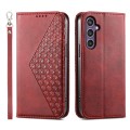 For Samsung Galaxy S24+ 5G Cubic Grid Calf Texture Magnetic Leather Phone Case(Red)