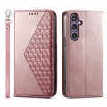 For Samsung Galaxy S24+ 5G Cubic Grid Calf Texture Magnetic Leather Phone Case(Rose Gold)