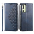 For Samsung Galaxy A25 5G Global Cubic Grid Calf Texture Magnetic Leather Phone Case(Blue)