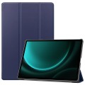 For Samsung Galaxy Tab S9 FE+ Custer Pure Color 3-Fold Holder Smart Leather Tablet Case(Dark Blue)