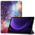 For Samsung Galaxy Tab S9 FE Custer Painted 3-Fold Holder Smart Leather Tablet Case(Milky Way Nebula
