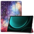 For Samsung Galaxy Tab S9 FE+ Custer Painted 3-Fold Holder Smart Leather Tablet Case(Milky Way Nebul