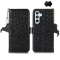 For Samsung Galaxy S24+ Ostrich Pattern Genuine Leather RFID Phone Case(Black)