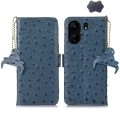 For Samsung Galaxy A55 5G Ostrich Pattern Genuine Leather RFID Phone Case(Blue)