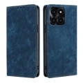 For Honor X6a 4G RFID Anti-theft Brush Magnetic Leather Phone Case(Blue)