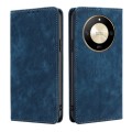 For Honor X50 5G RFID Anti-theft Brush Magnetic Leather Phone Case(Blue)