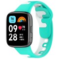 For Redmi Watch 3 Lite Stitching Two Color Silicone Watch Band(Cyan White)