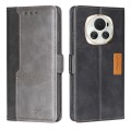 For Honor Magic6 Contrast Color Side Buckle Leather Phone Case(Black + Grey)