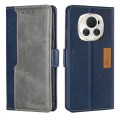 For Honor Magic6 Contrast Color Side Buckle Leather Phone Case(Blue + Grey)