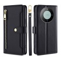 For Huawei Mate 60 Lite Sheep Texture Cross-body Zipper Wallet Leather Phone Case(Black)