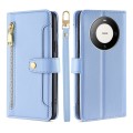 For Huawei Mate 60 Pro / Pro+ Lite Sheep Texture Cross-body Zipper Wallet Leather Phone Case(Blue)