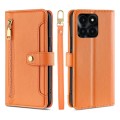 For Honor X6a 4G Sheep Texture Cross-body Zipper Wallet Leather Phone Case(Orange)