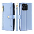 For Honor X6a 4G Sheep Texture Cross-body Zipper Wallet Leather Phone Case(Blue)