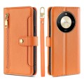 For Honor X50 5G Sheep Texture Cross-body Zipper Wallet Leather Phone Case(Orange)