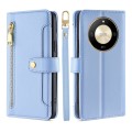 For Honor X50 5G Sheep Texture Cross-body Zipper Wallet Leather Phone Case(Blue)