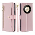 For Honor X50 5G Sheep Texture Cross-body Zipper Wallet Leather Phone Case(Pink)