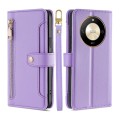 For Honor X50 5G Sheep Texture Cross-body Zipper Wallet Leather Phone Case(Purple)