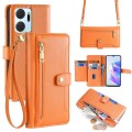 For Honor X7a Sheep Texture Cross-body Zipper Wallet Leather Phone Case(Orange)