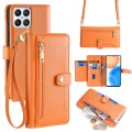 For Honor X8 Sheep Texture Cross-body Zipper Wallet Leather Phone Case(Orange)