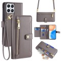 For Honor X8 Sheep Texture Cross-body Zipper Wallet Leather Phone Case(Grey)