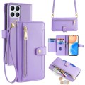 For Honor X8 Sheep Texture Cross-body Zipper Wallet Leather Phone Case(Purple)