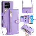 For Honor X8a Sheep Texture Cross-body Zipper Wallet Leather Phone Case(Purple)