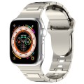 For Apple Watch Ultra 49mm Square Buckle Armor Style Silicone Watch Band(Plating Silver)
