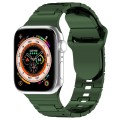 For Apple Watch 8 41mm Square Buckle Armor Style Silicone Watch Band(Plating Green)