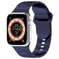 For Apple Watch 8 45mm Square Buckle Armor Style Silicone Watch Band(Plating Blue)