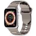 For Apple Watch SE 2022 44mm Square Buckle Armor Style Silicone Watch Band(Plating Titanium Silver)