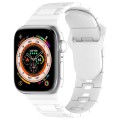 For Apple Watch 7 41mm Square Buckle Armor Style Silicone Watch Band(White)