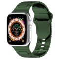 For Apple Watch 6 44mm Square Buckle Armor Style Silicone Watch Band(Plating Green)