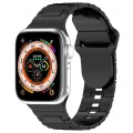 For Apple Watch 4 44mm Square Buckle Armor Style Silicone Watch Band(Plating Titanium Black)