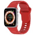 For Apple Watch 4 44mm Square Buckle Armor Style Silicone Watch Band(Red)