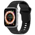 For Apple Watch 3 42mm Square Buckle Armor Style Silicone Watch Band(Black)