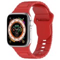 For Apple Watch 3 42mm Square Buckle Armor Style Silicone Watch Band(Red)