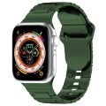 For Apple Watch SE 2023 44mm Square Buckle Armor Style Silicone Watch Band(Plating Green)