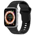 For Apple Watch SE 2023 44mm Square Buckle Armor Style Silicone Watch Band(Black)