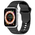 For Apple Watch 9 45mm Square Buckle Armor Style Silicone Watch Band(Plating Titanium Black)