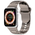 For Apple Watch 9 45mm Square Buckle Armor Style Silicone Watch Band(Plating Titanium Silver)