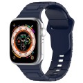 For Apple Watch 9 45mm Square Buckle Armor Style Silicone Watch Band(Midnight Blue)